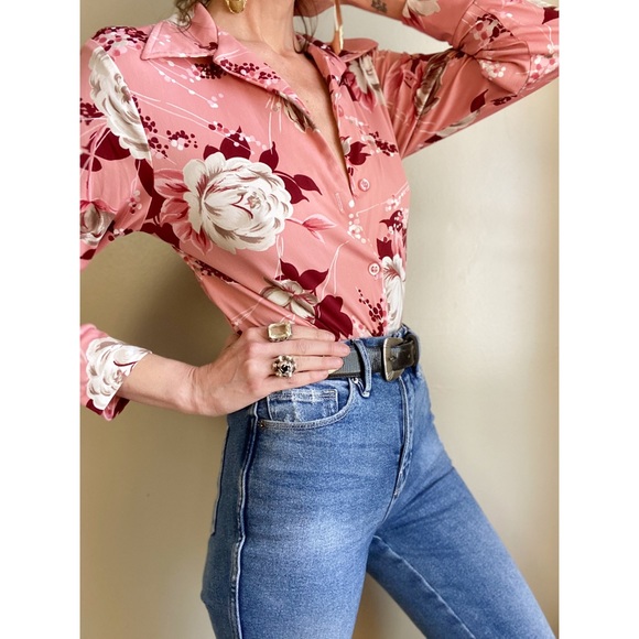 Vintage Tops - Vintage 70s polyester blouse